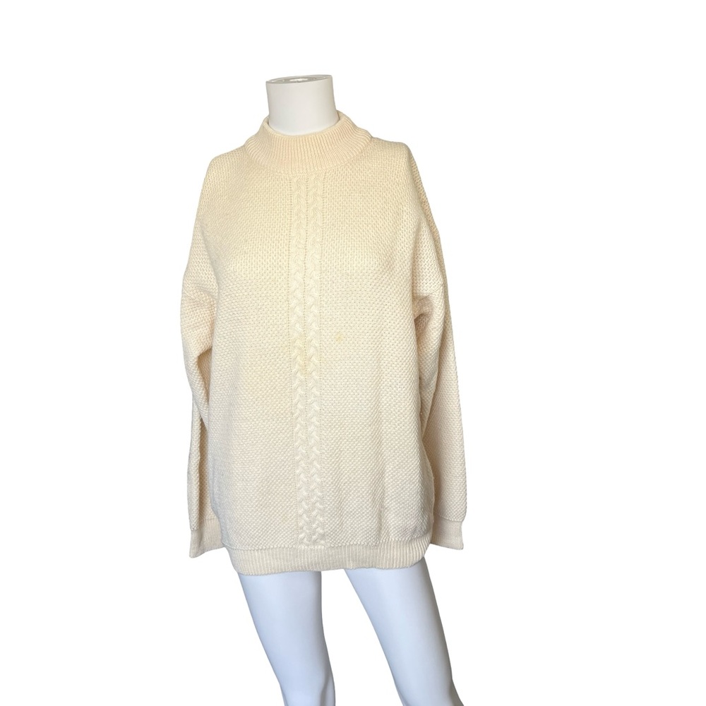 Vintage Pringle of Scotland Wool Sweater Cream Knit Neutral Size Medium